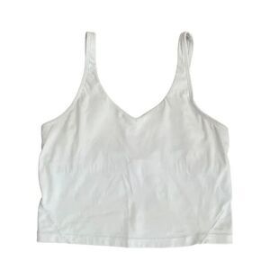 White Cropped Boxy Sporty Yoga Womens VNeck Tank Top Sz S